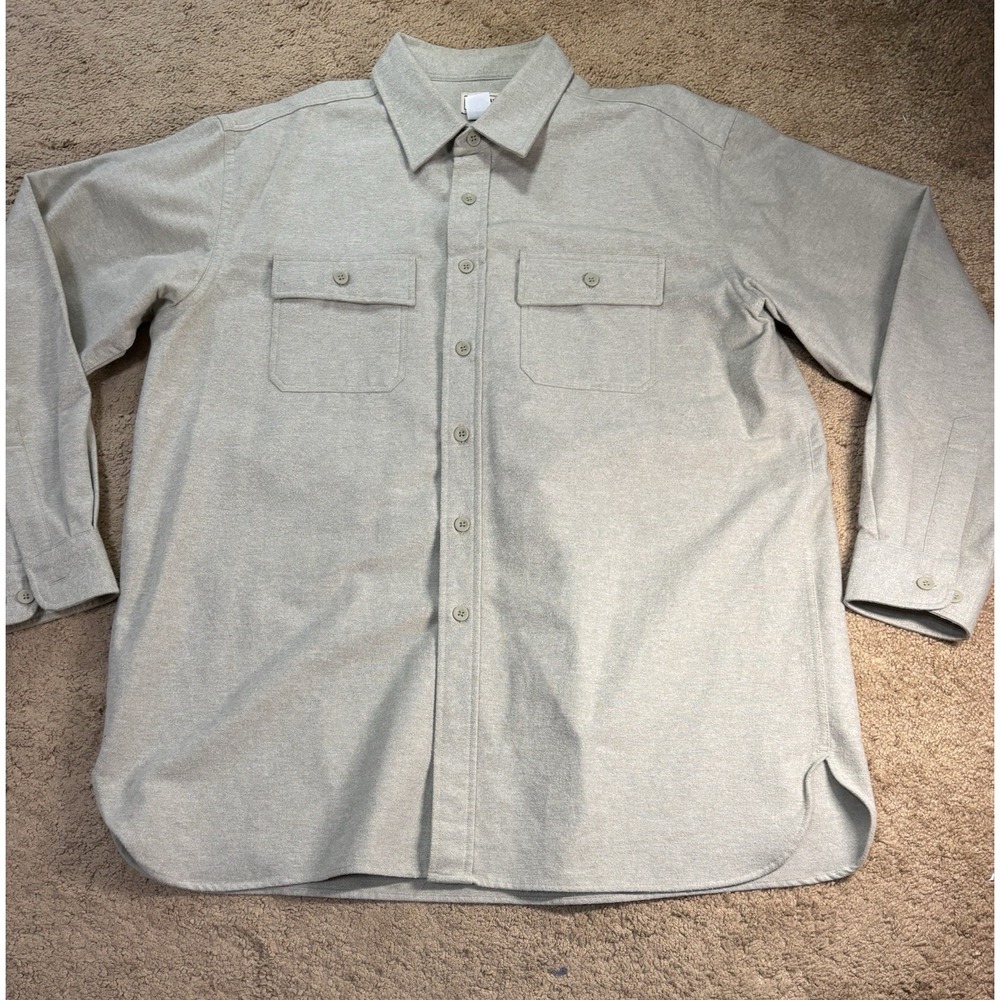 Vintage LL Bean Chamois Button Shirt Men's XL Green Outdoor Heavy 90s 100%Cotton
